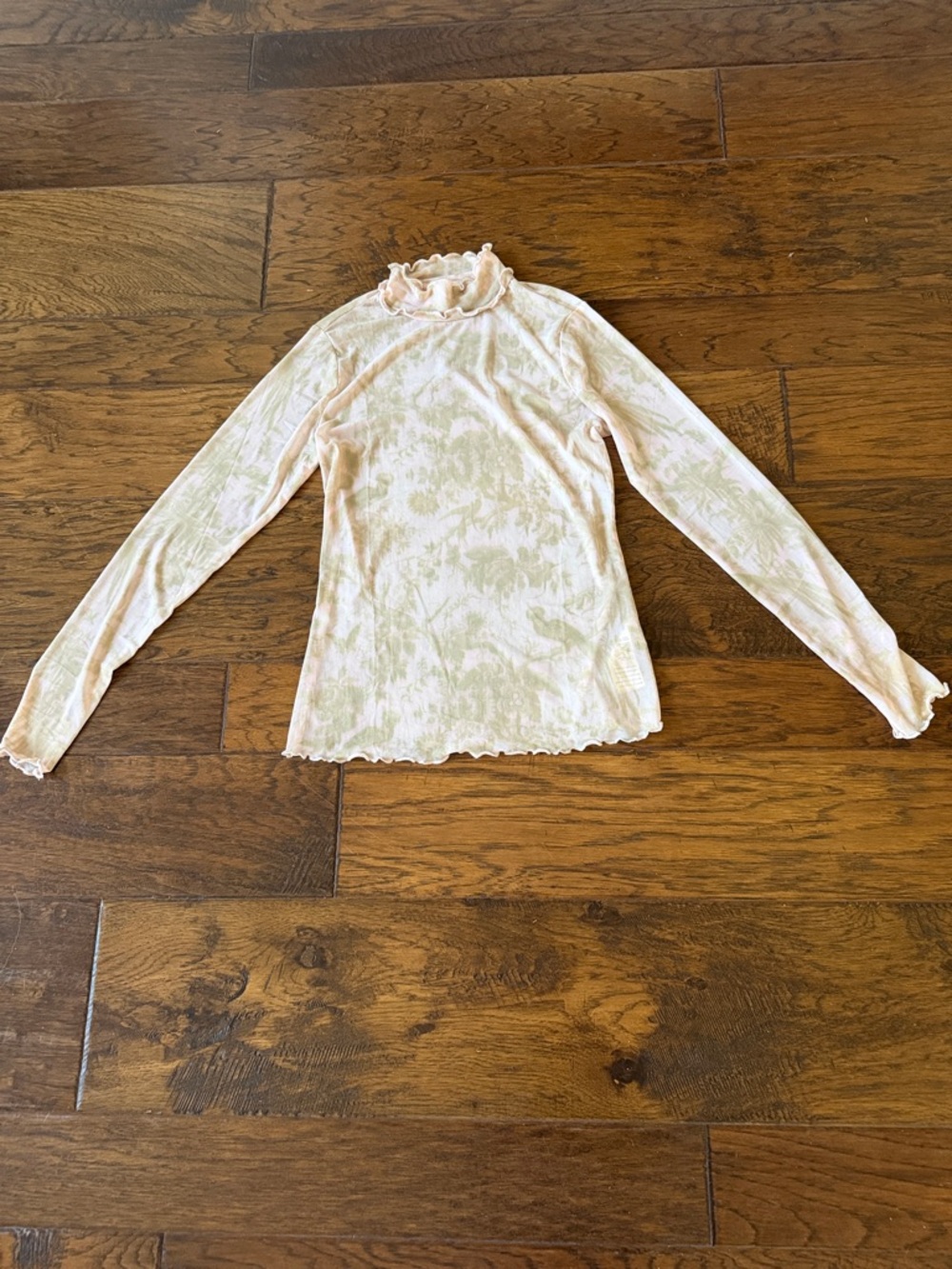 Pilcro Anthropologie Sheer Floral Long-Sleeve Mock Neck Top